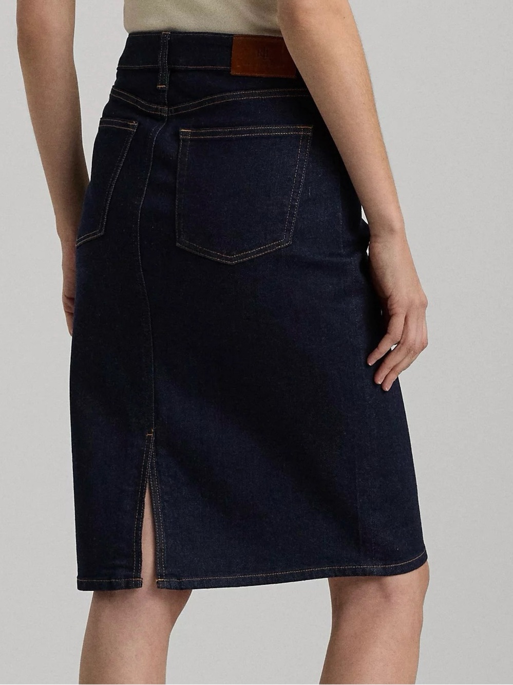 NWT Lauren Ralph Lauren Dark Indigo Denim Skirt - Picture 8 of 9